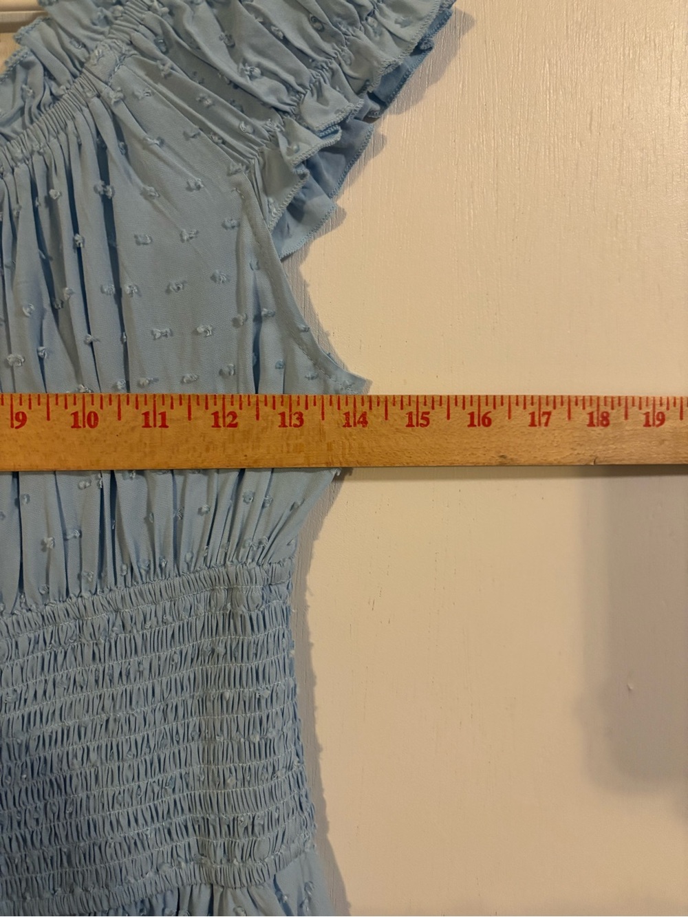 Blue Smocked Ruffle Strap Romper Dress skort Cottagecore Boho Textured Size M - Picture 4 of 7